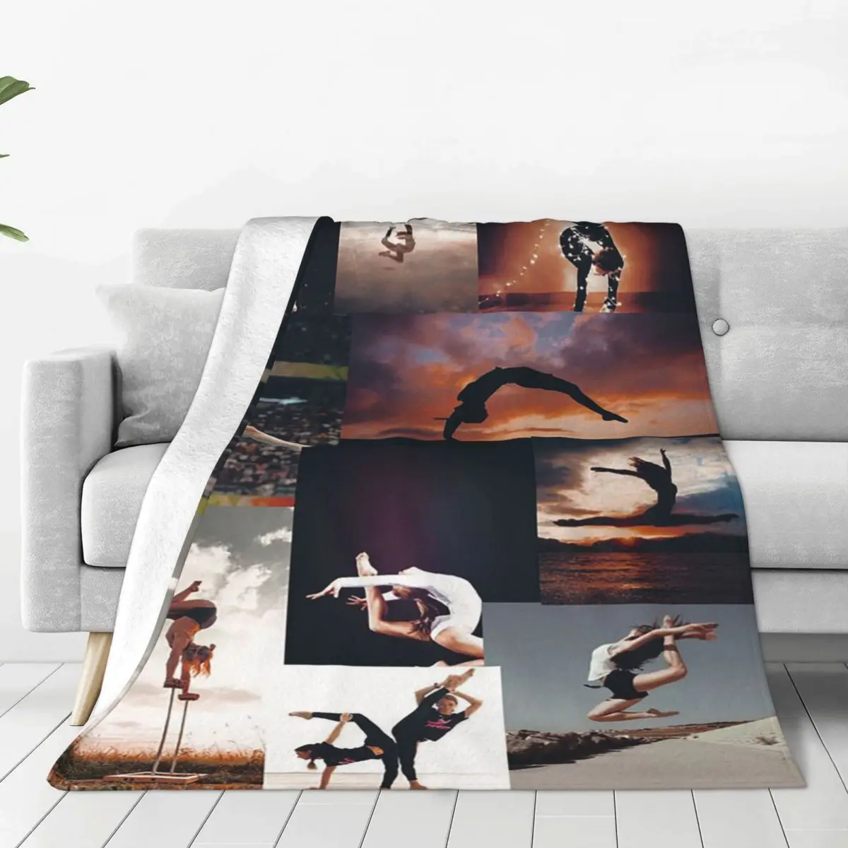 

I Love Gymnastics Plaid Blanket Velvet Spring/Autumn Collage Multi-function Soft Throw Blankets for Bedding Couch Bedspread