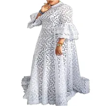 

White Plus Size Muslim Dress Fashion Dashiki African Dresses For Women Lace Elegant Party Evening Dress Ankara Robes Spring 2022