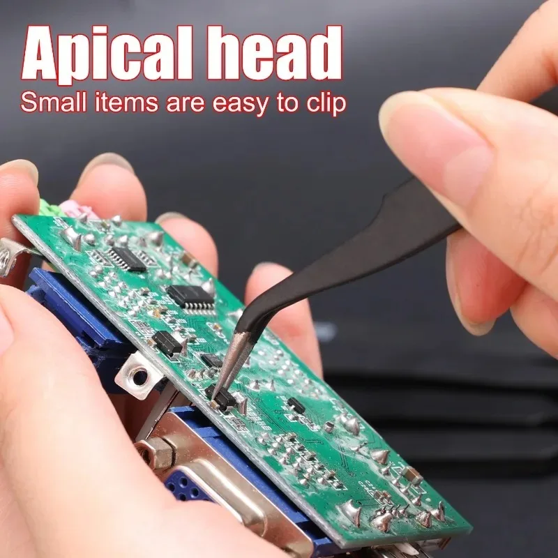 ESD Anti-Static Stainless Steel Tweezers Precision Maintenance Industrial Electronic Repair Tool Home Model Making Hand Tools