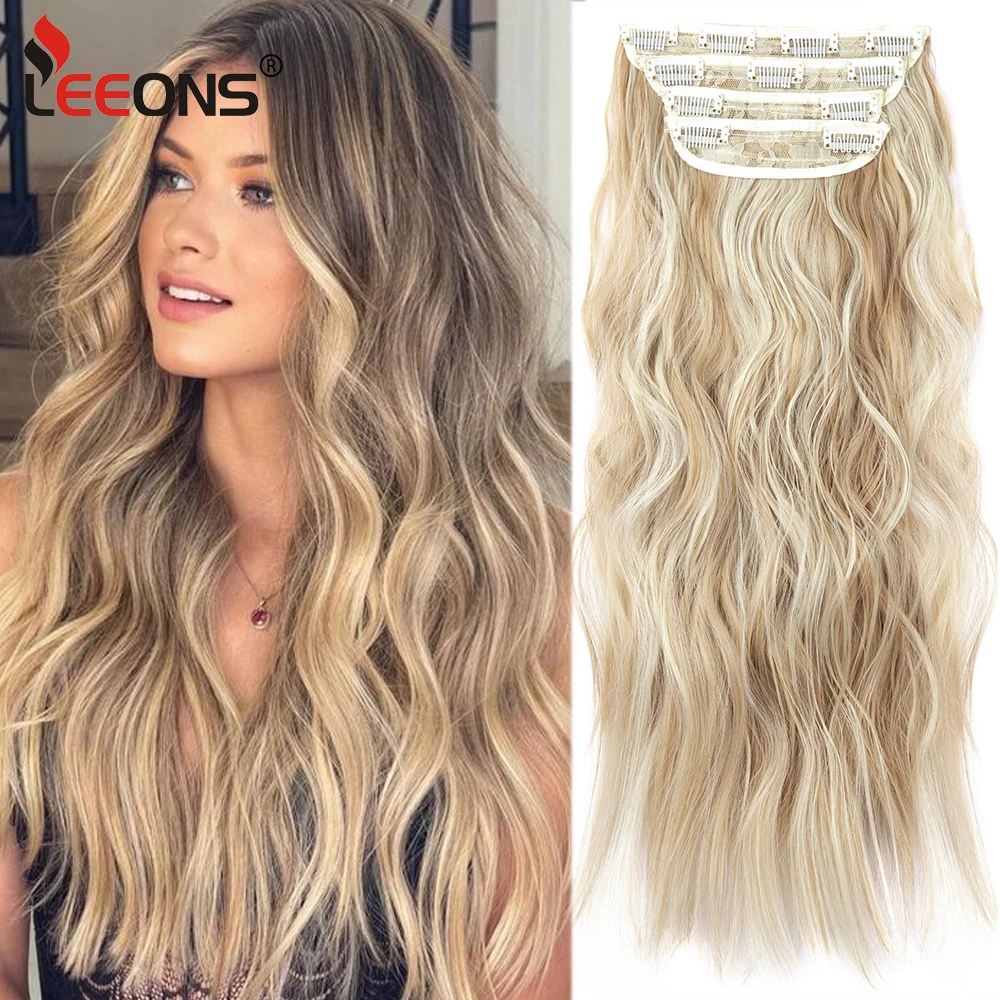 200G Colored Luxurious Curly Synthetic Hair Extensions 4Pcs Clip Hair Piece Honey Blonde Brown Thick Hair For Wedding Festival colored curly half wig lolita blonde cheap cosplay ginger full machine made orange synthetic ombre wigs for black women glueless