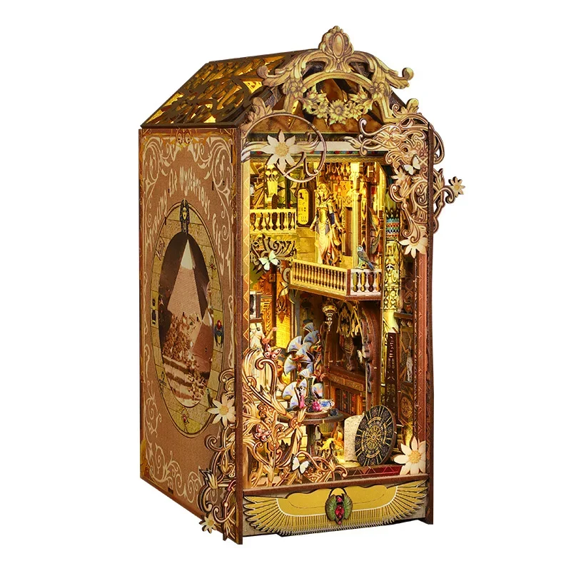 

DIY Book Nook Miniature House Puzzle 3D Dollhouse Booknook Model Ancient Egypt Pharaoh Pyramid Portrait Birthday Gift Decoration