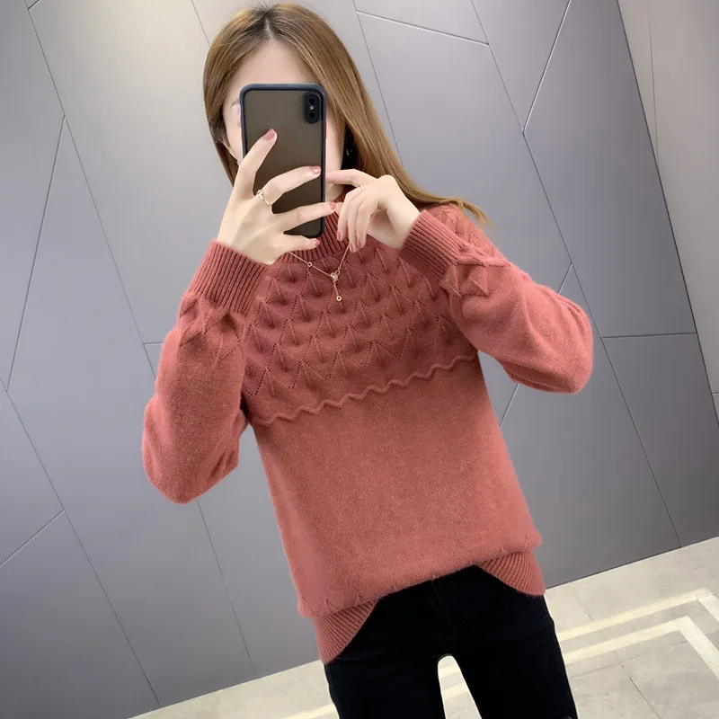 Neue Herbst Winter Pullover warm stricken Damen bekleidung ziehen Femme Pullover Langarm Tops Bottom ing Pullover свитер женский – Detail 11