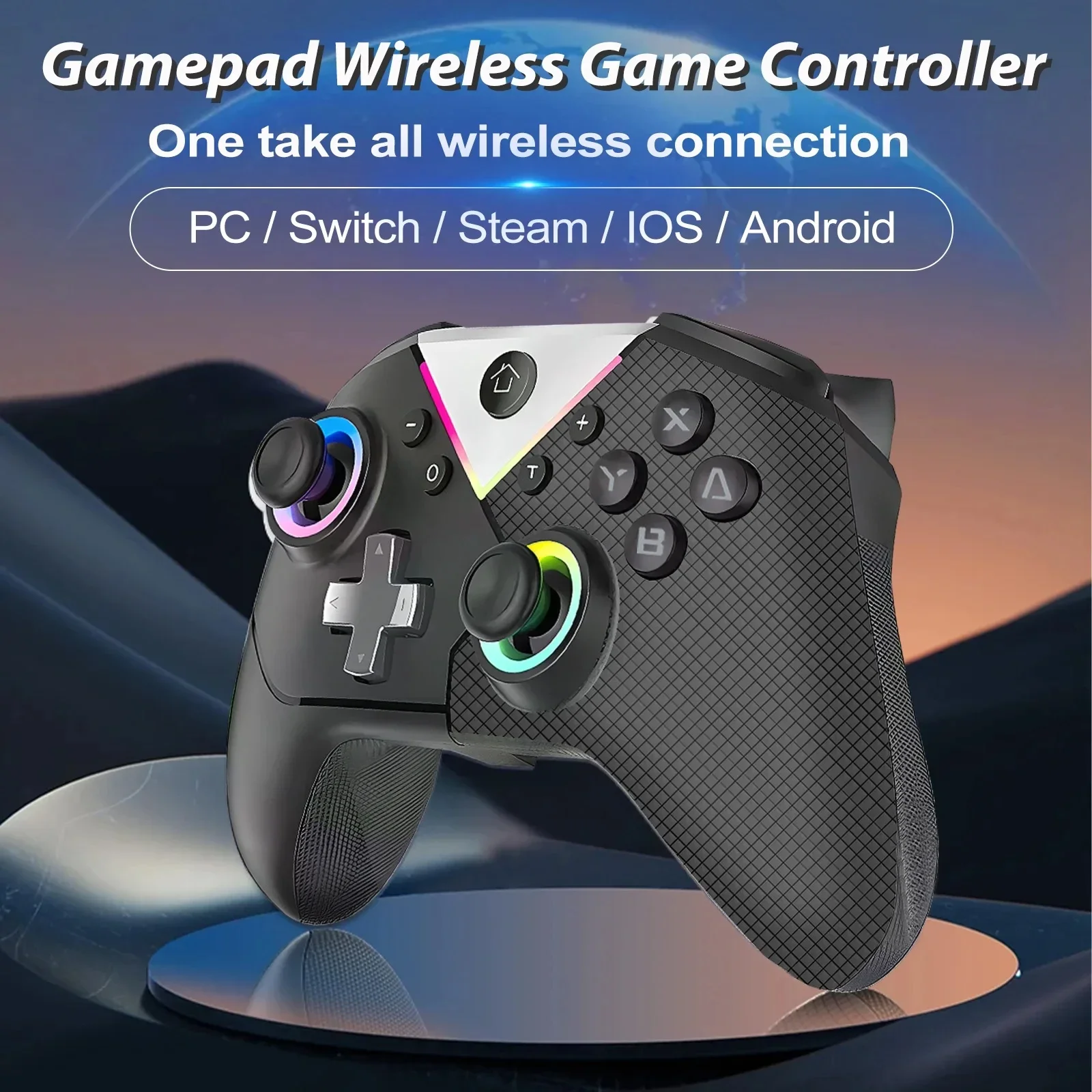 617 Wireless Pc Gaming Controller, With Rgb Led Light Compatible