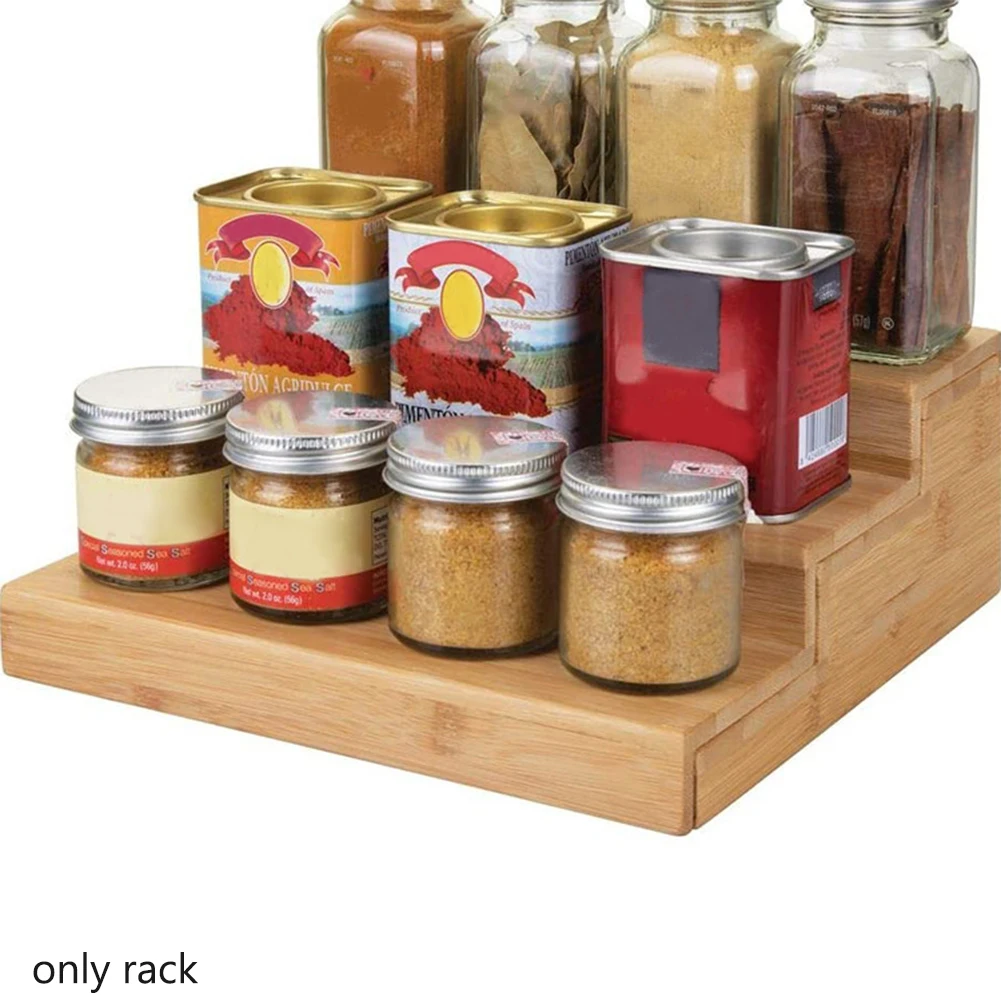 3 Tier Expandable Organizer Home Kitchen Cabinet Universal Bamboo Spice Rack spice rack