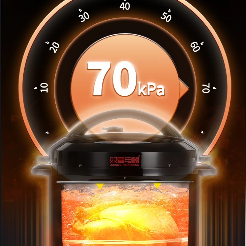 Double Happiness Smart Electric Pressure Cooker Multifunctional, High Pressure Capacity with Holographic Color Screen for Home