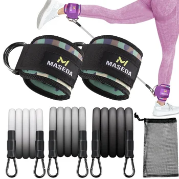 LOOGDEEL D-Ring Support Ankle Cuffs Resistance Bands Ankle Straps Fitness Yoga Leg Strength Safety Extensions Gym Guard Unisex 5