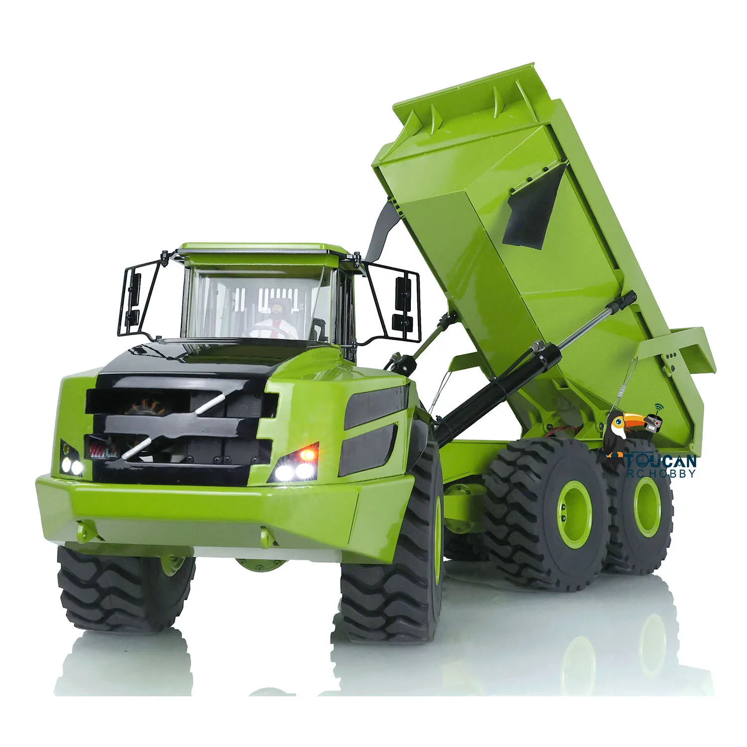 

XDRC RC Hydraulic Articulated Truck 1/14 Remote Control 6*6 Construction Dumper Vehicle Toucan Painted Car Model Toys TH21416