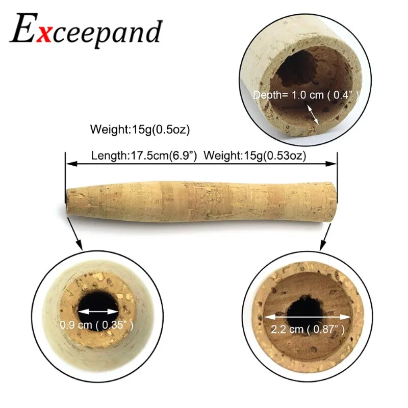 Exceepand 경량 A 등급 순수 코르크 플라이 낚싯대 핸들 그립, 분할 후면 DIY, 로드 빌딩 교체 또는 수리용