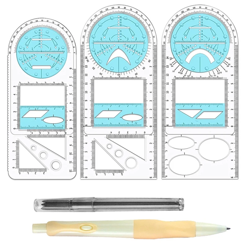 

Multifunctional Geometric Ruler, Geometric Drawing Template, Measuring Tool Draft Rulers For Office