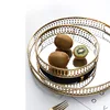 Round Metal Desktop Tray Golden w/ Mirror Glass Base Desktop Decor Perfume Jewelry Storage Party Cakes Fruit Serving Tray 3