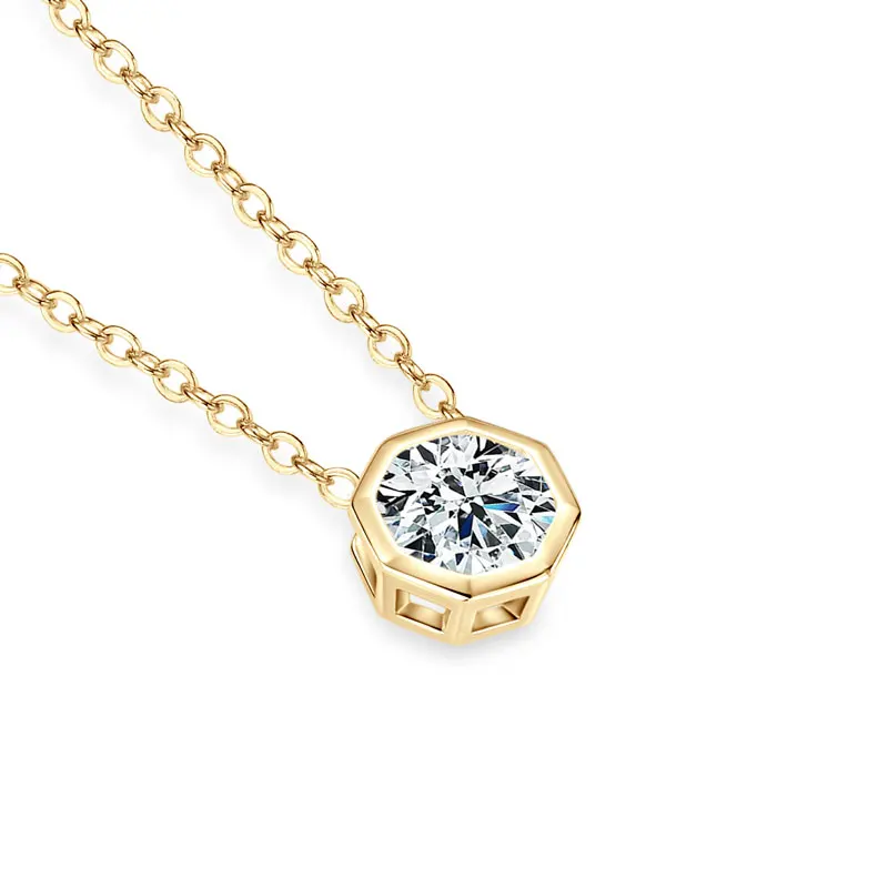 Lnngy Bijoux Argent 6.5mm 모이사나이트 기하학적 스터드 귀걸이 목걸이 세트 여성용 웨딩 주얼리