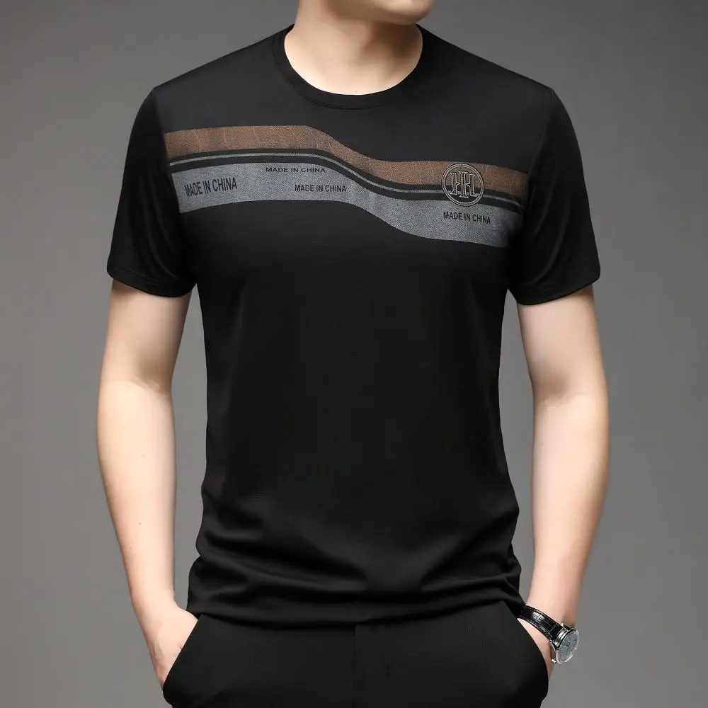

COODRONY Men Summer Business Casual Short Sleeve Sweat-draining Breathable Lightweight Non-deformation Round Neck T-shirt W7041