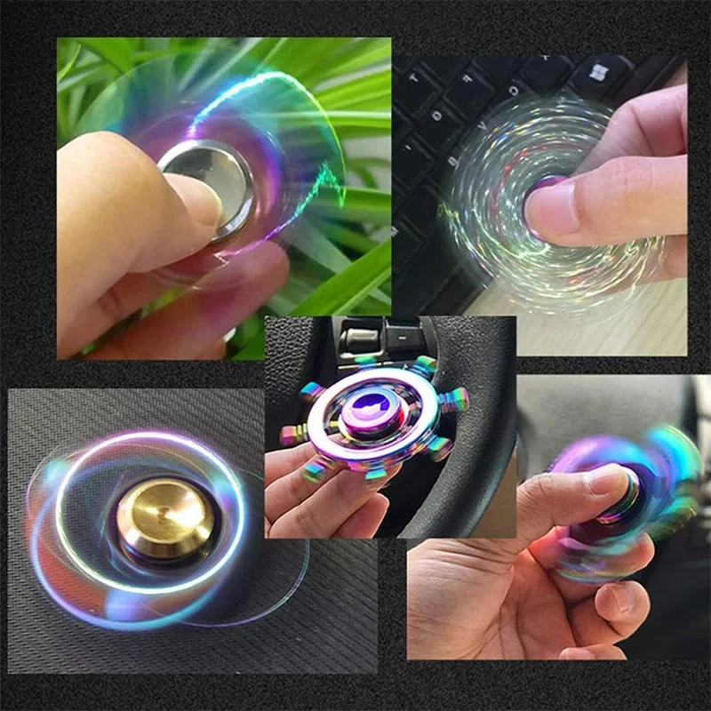 Metal Rainbow Fidget Spinner EDC Hand Spinner Anti-Anxiety Toy for Children Adult Stress Relief