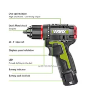 WORX WU130X Cordless Electric Drill 12V 40Nm Brushless Motor for Home Improvement Carpentry Metalworking 2