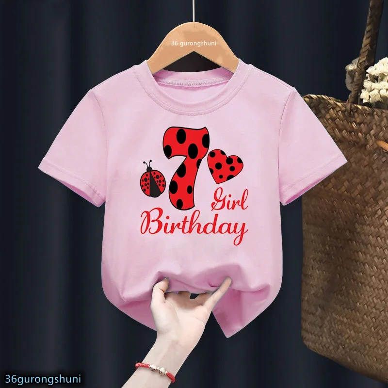 thumbnail image 1 of Camiseta divertida de algodón con mariquita roja y números del 1 al 10 para niños, regalo de cumpleaños, ropa Harajuku para niños y niñas, camiseta de manga corta de verano para bebés, 1 of 5