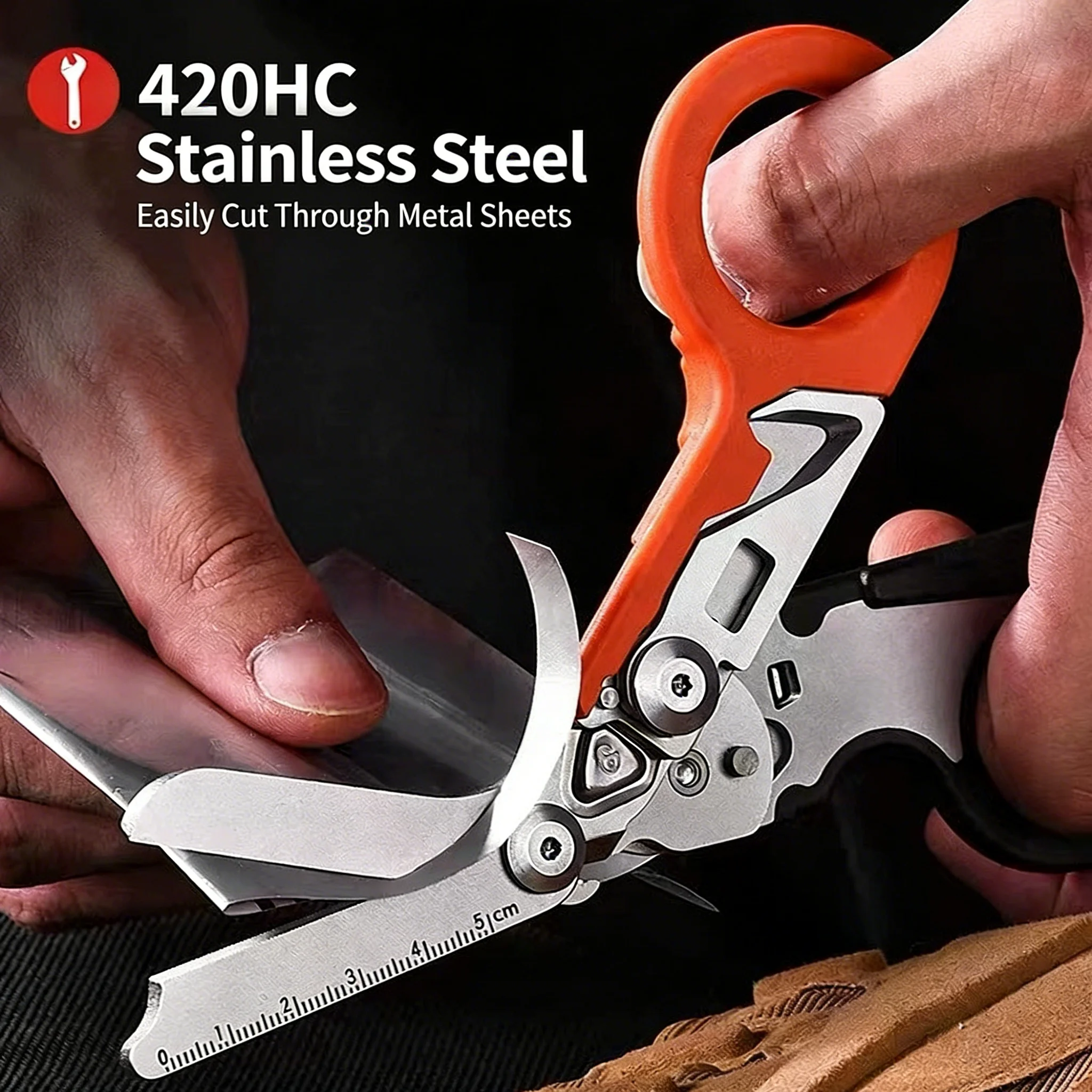 Multifunctional Emergency Response Shears - With Strap Cutter & Glass Breaker For Outdoor Rescue Image 3