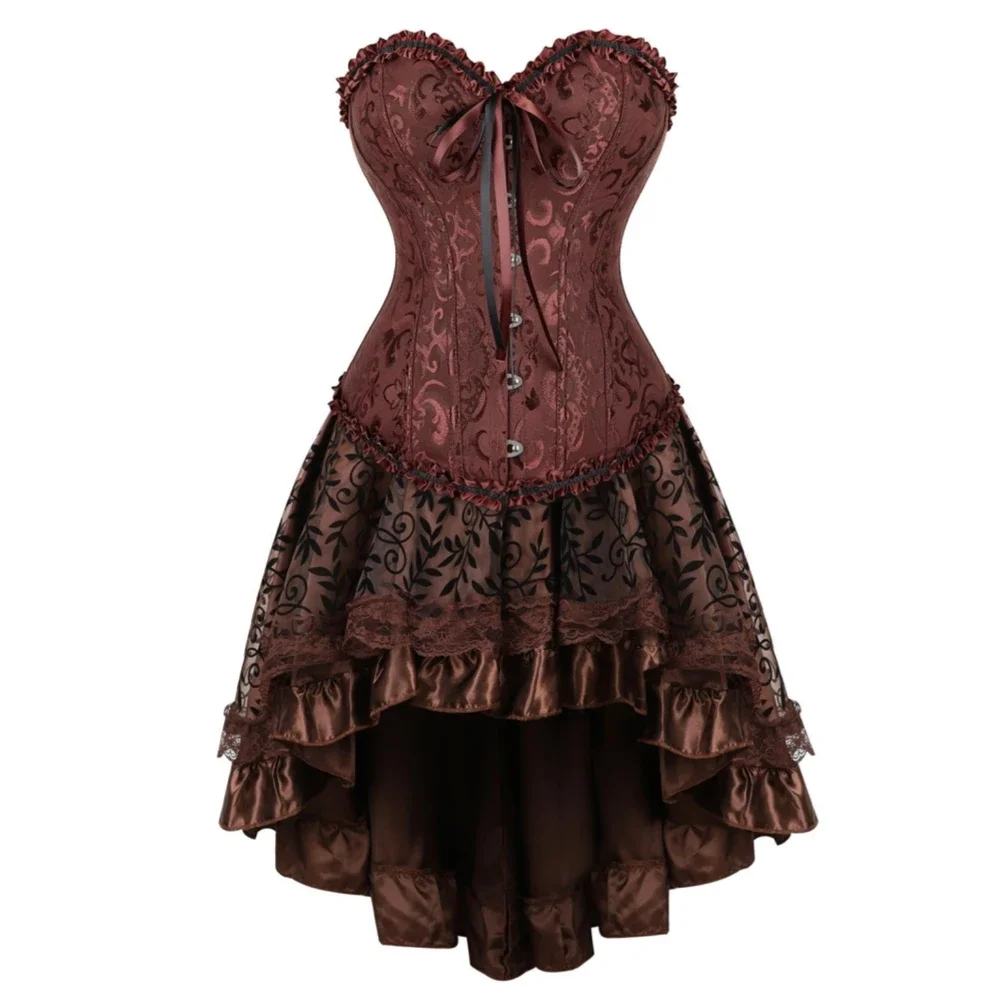 

Корсет женское нижнее белье готическая юбка для женщин сексуальный цветочный кружевной корсет с оборкой верхний женский костюм викторианской вечеринки