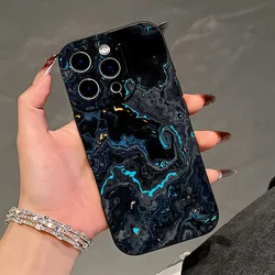 Deep Sea Blue Black Marble Soft Phone Case Cover - Galaxy Note20 Ultra (HE - T2223)