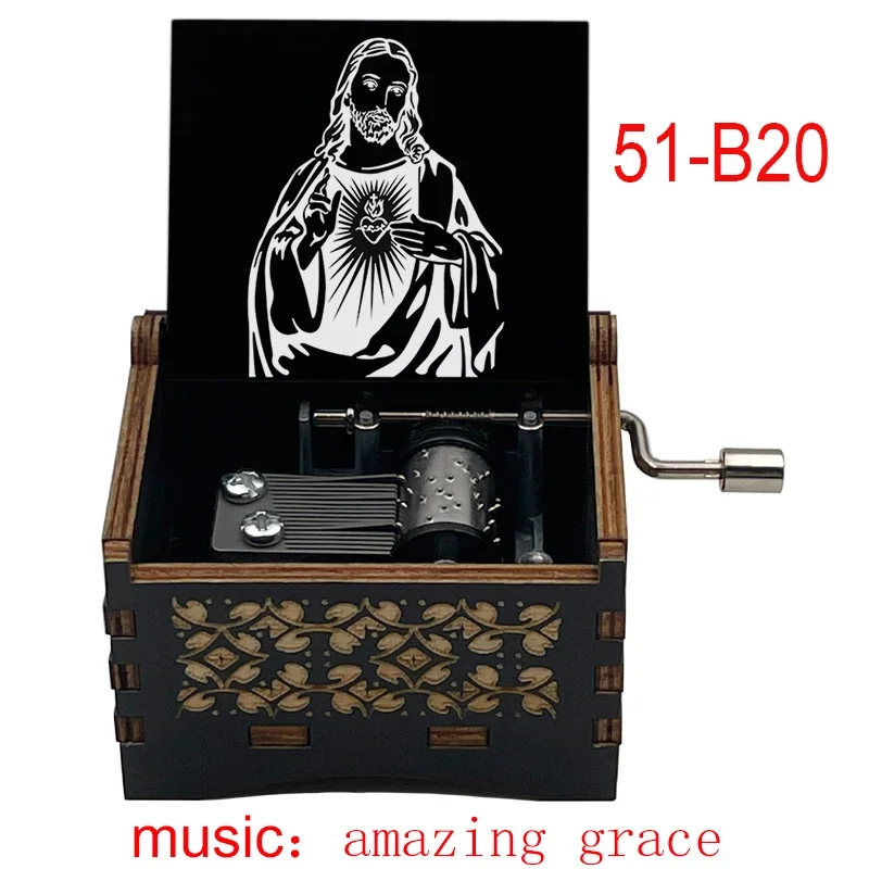 Amazing Grace Wooden Music Box 18 Note Inspiring Musical Theme Family Church Festival Birthday Gift Christian Home Office Decor