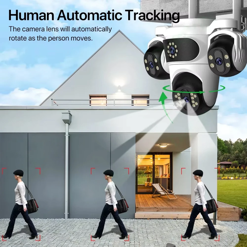 15MP WIFI Camera Three Screen PTZ Camera Human Detection Security CCTV Surveillance 10MP HD External Dual Lens Camera iCsee 3