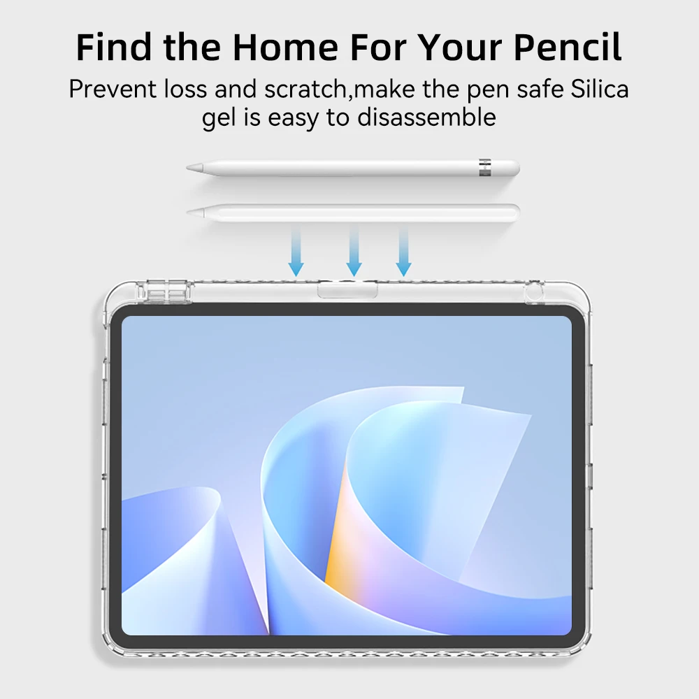 Magnetic Shockproof Clear Tablet Case with Pencil Holder