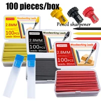 100 Tricolor 2.8mm Woodworking Pencil Leads for Marking and Drawing, Not Easy To Break, with A Small Box Pencil Sharpener 1