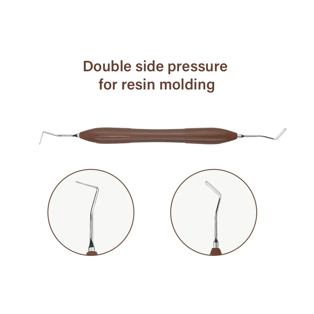 Dental Double-Ended Stainless Steel Resin Filler Set with Silicone Handle