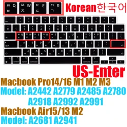 Korean Silicone Keyboard Cover Skin for MacBook & iMac Magic Keyboard (Pro14 16 Air15 M2 M3)