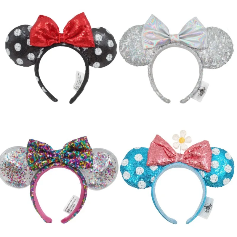 

Disney Mickey Mouse Minnie Ears Headband Disneyland Beauty Fashion Bowknot Festival Party Decoration Headwear Girl Toy For Gift