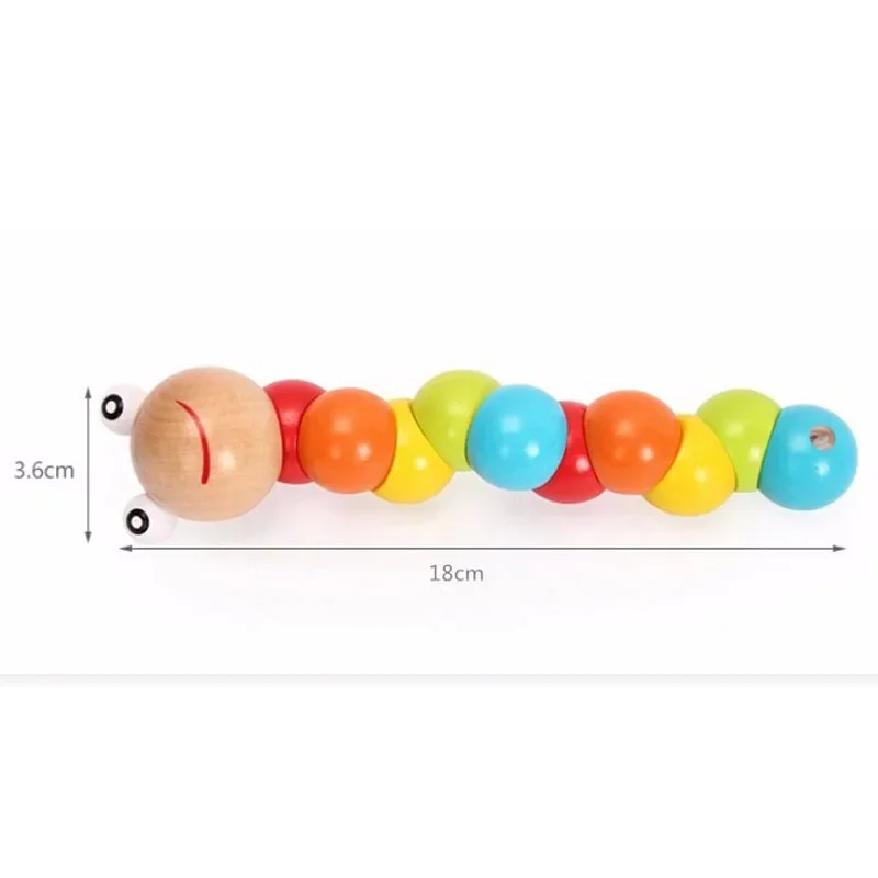 Baby Toys Wood Caterpillar Rattles Kids Toys Early Education Toys for Infant Boys Girls Leaning Color Number Gift for Newborn