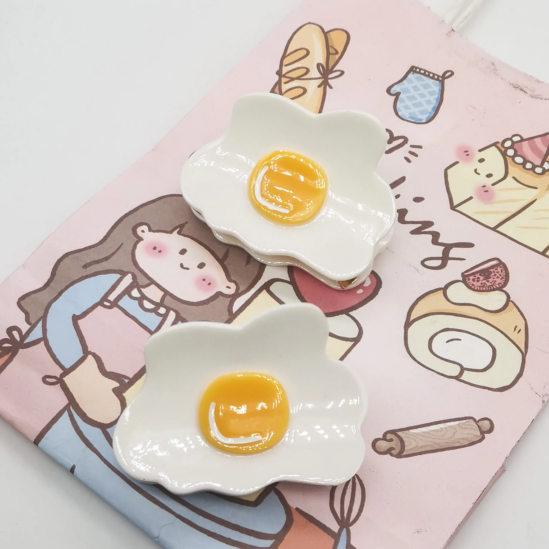 

Muweordy Fun Creative Poached Egg Hair Claw Cute Acetate Claw Clip Women Hair Clip Egg Shape Hair Accessories Headdress for Girl