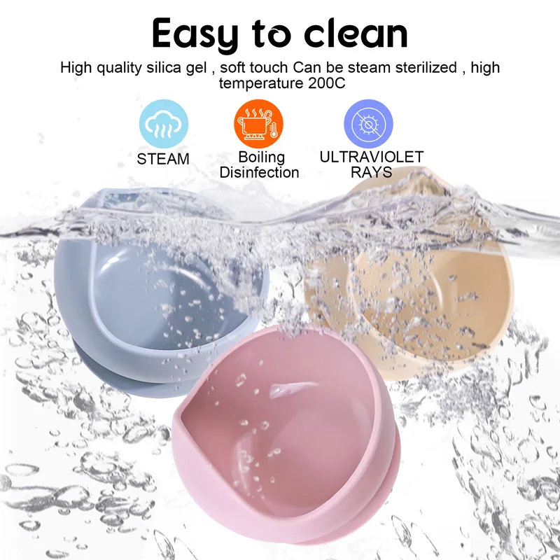 TYRY.HU Children's Tableware Baby Complementary Food Training Silicone Tableware Baby Suction Bowls Toddler Training Tableware 5