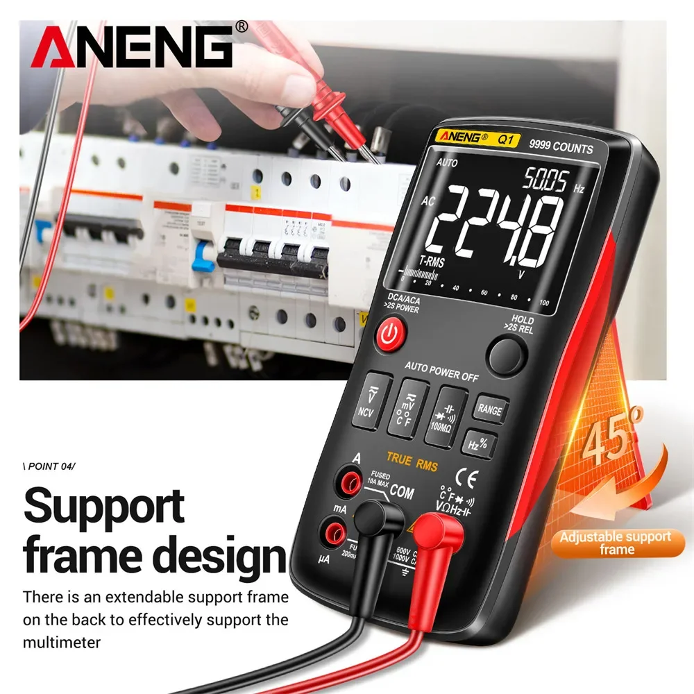 ANENG Q1 Digital multimeter 9999 Counts True RMS automotive electrical Transistor Capacitor NCV tester Professional meter test digital multimeter,multimeter tester