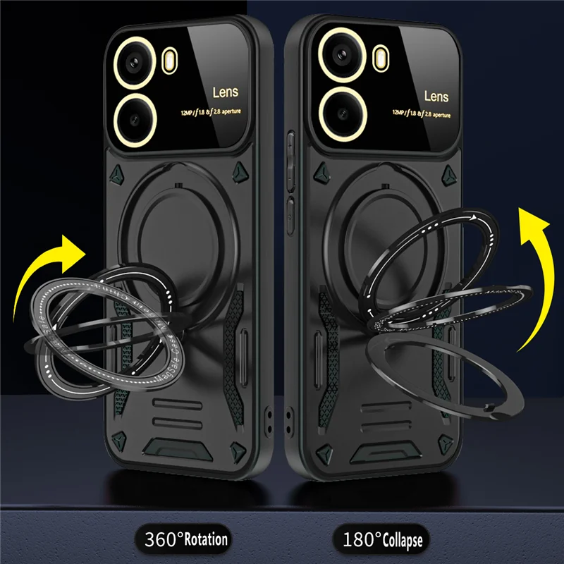 Luxury Armor Rugged Magnetic Holder Case with Lens Protection Cover
