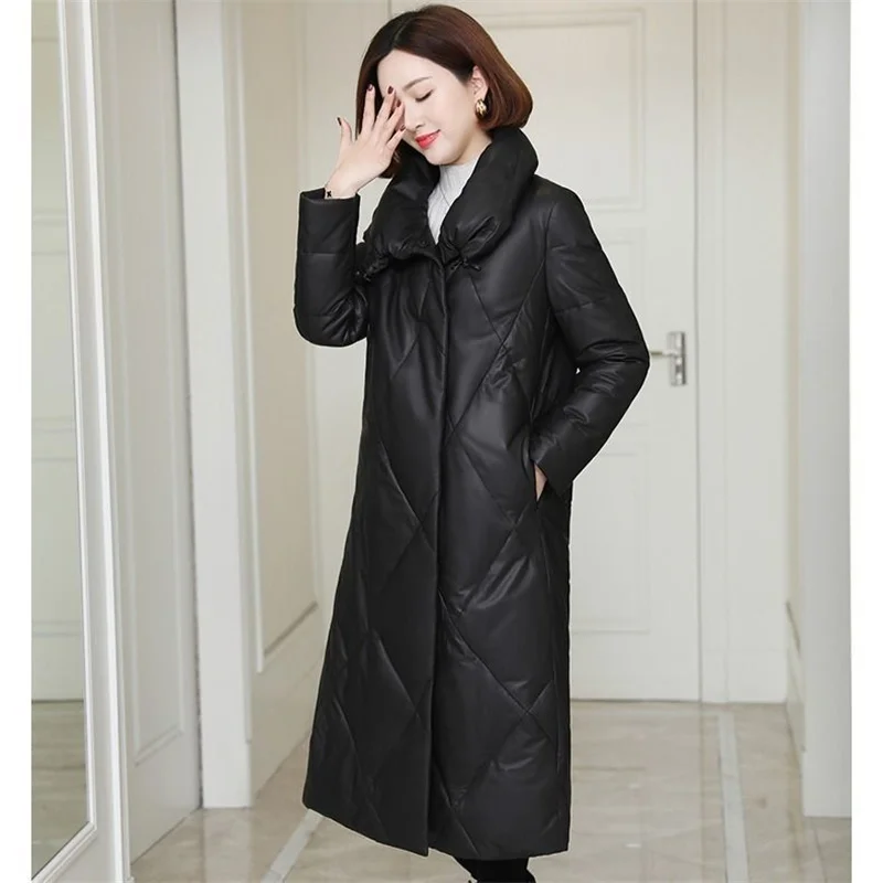 

Haining 2023 Winter Women New Loose PU Leather Coat Stand-up Collar Coat Female Imitation Sheepskin Leather Cotton-Padded Jacket