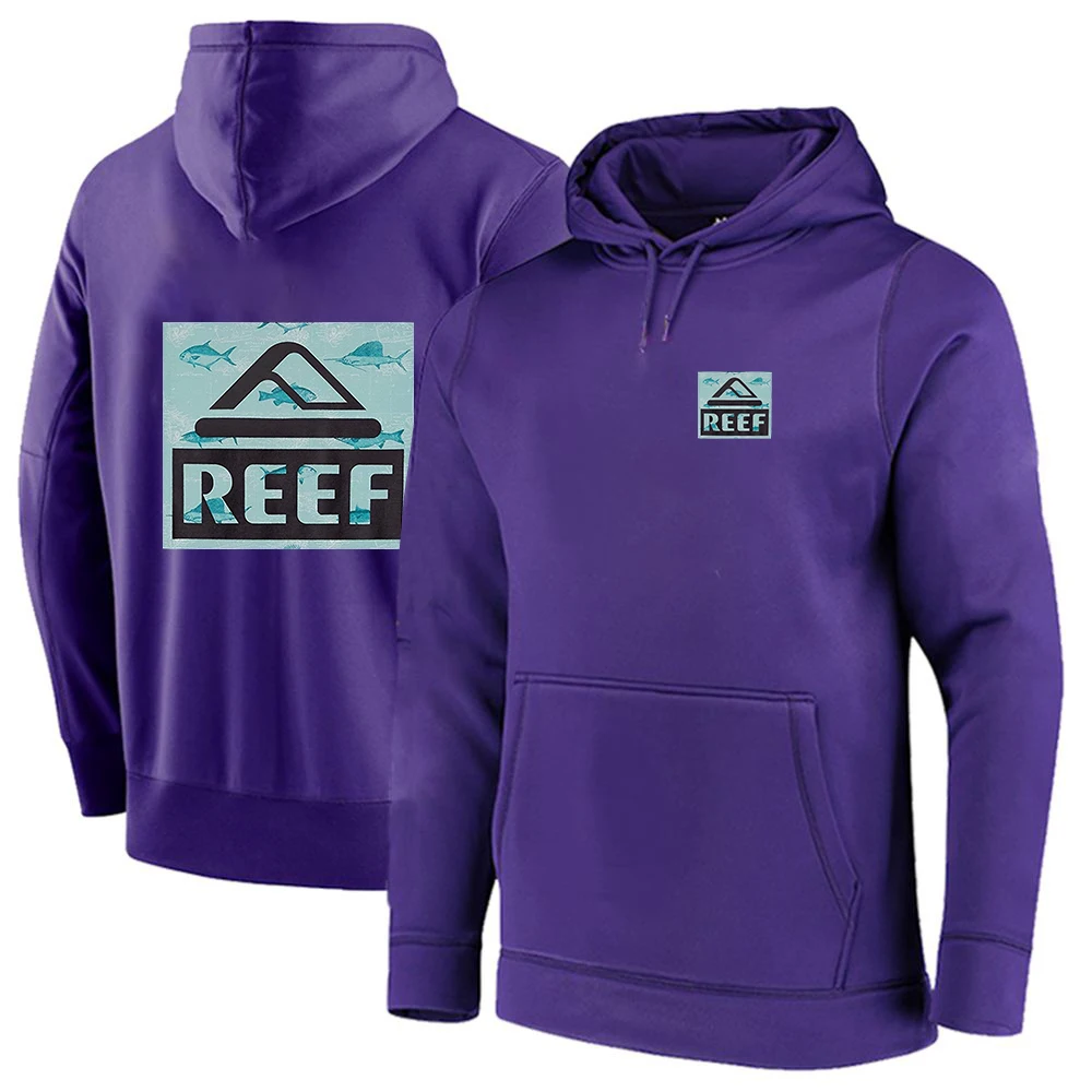 Reef 2023 Men Brand Printing Solid Color Pullover Hoodie Spring and Autumn Hip Hop Streetwear Comfortable Casual Tops