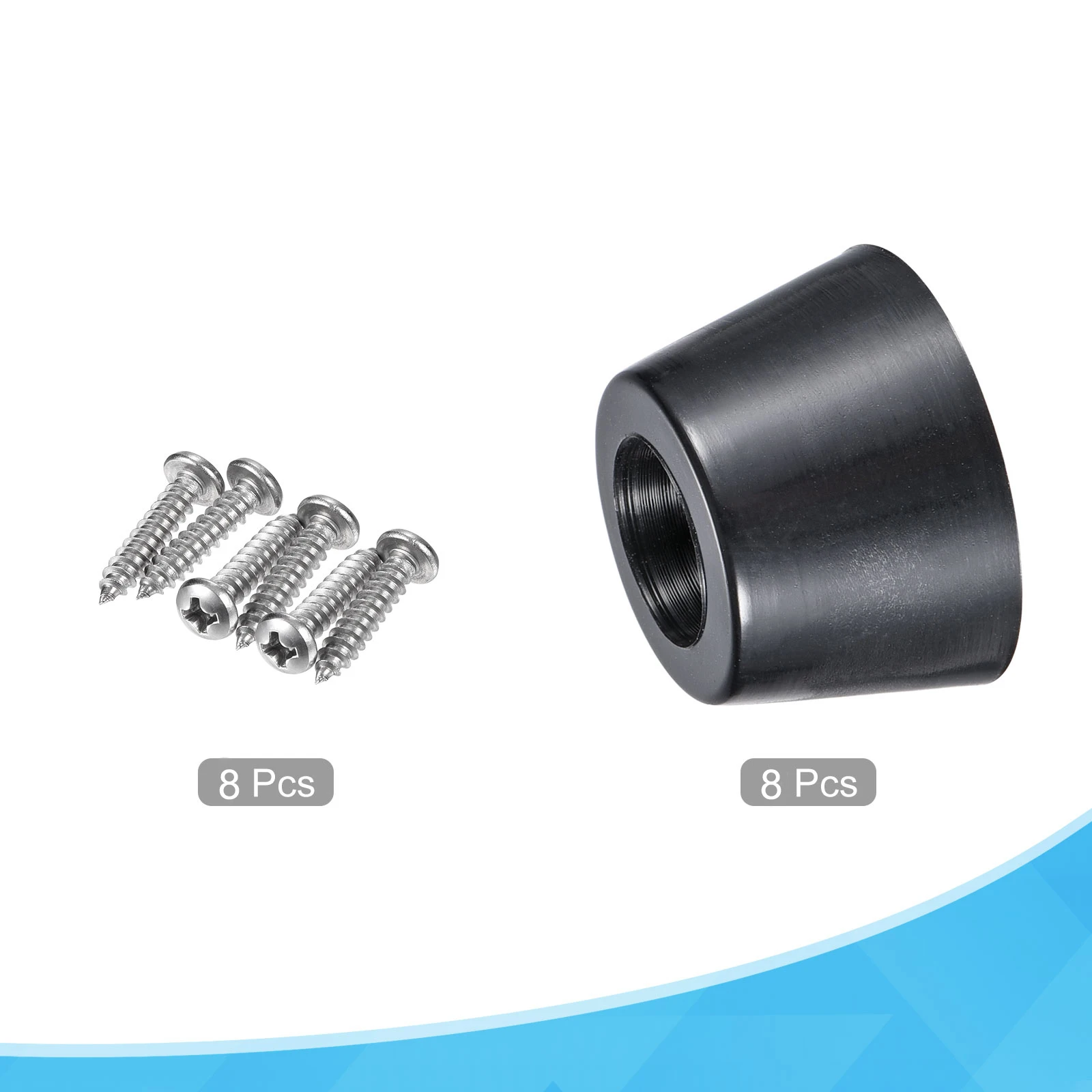 Uxcell 8Pcs 0.51" H x 0.83" W Rubber Bumper Feet w Stainless Steel Washer and Screws