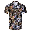 Mens Casual Button Down Shirts 3D Printed Funny Cat Pattern Short Sleeve Tee Shirt Tops Oversized Mens Hawaii Style Beach Shirt 2