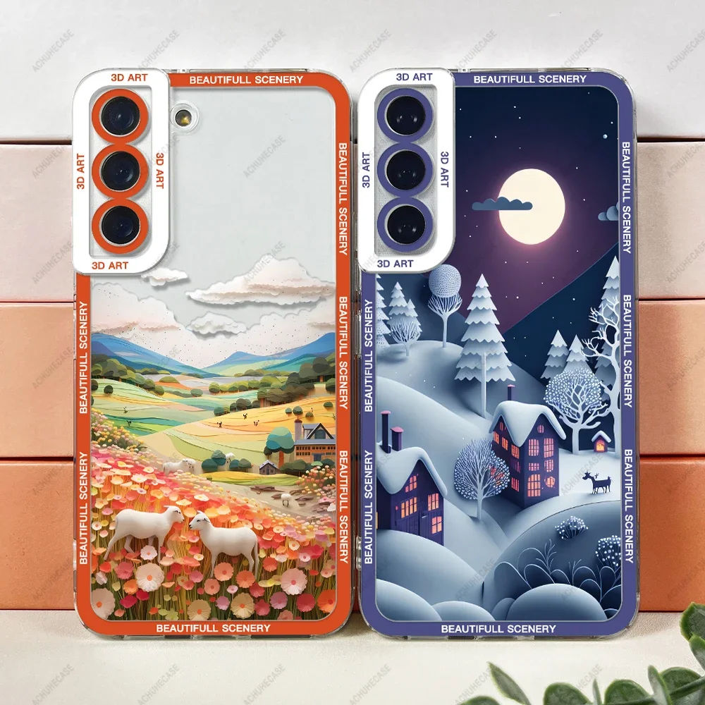 Custodia Per Telefono Per Samsung Galaxy S20 S21 S22 S23 A13 A21S A32 A33 A50 A52 A53 A54 A14 4G 5G Fe Plus Ultra Soft Cover Landscape