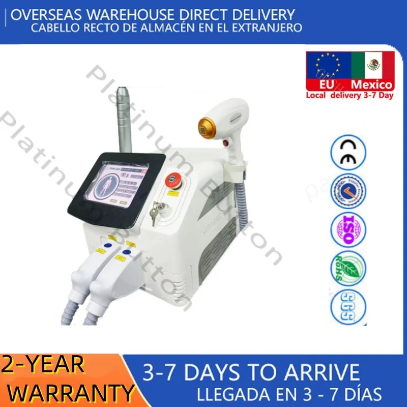 Máquina de depilación profesional 2 de 1, diodo de pico segundos qswitch nd yag 1064nm, eliminación de tatuajes, 3 ondas, devic