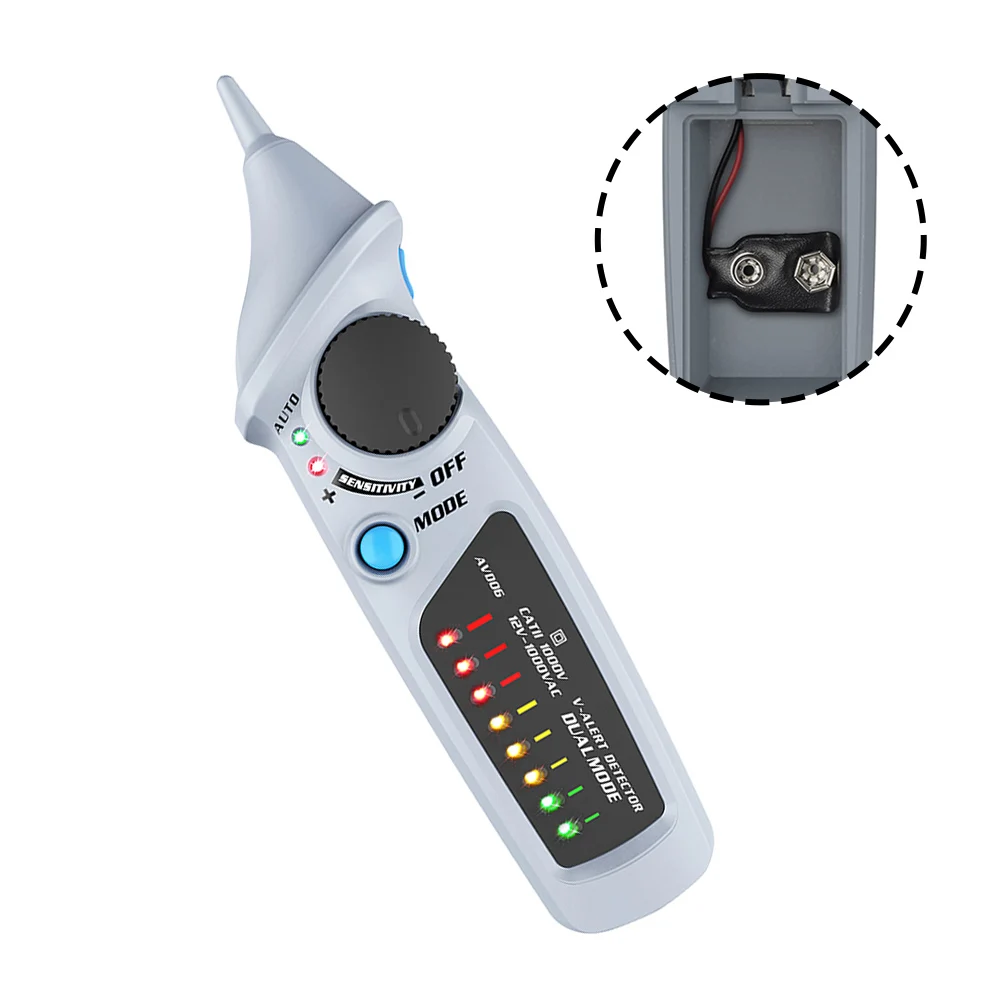 AVD06 어두운 곳용 LED 손전등이 있는 비접촉식 전압 감지기 AC 12V1000V 5분 후 자동 종료