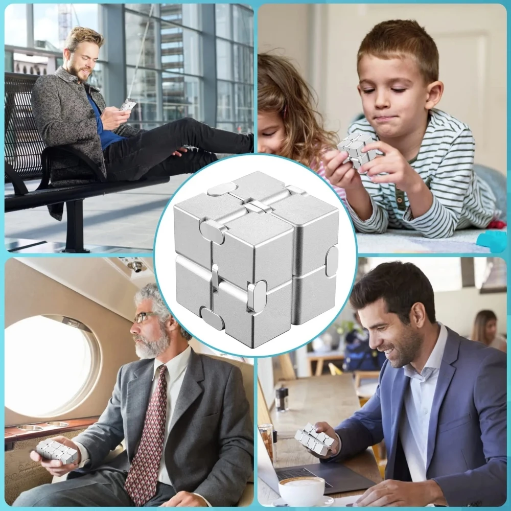 

Children Puzzle Toy Aluminum Alloy Infinity Cube Metal Fidget Cube for Kids and Adults Stress Reli Autism Relax Toy