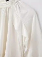 Spring And Summer Women's Hot Girl Style Loose Layered Decorative Ruffled Stand Collar Long Sleeve Shirt - Image 6