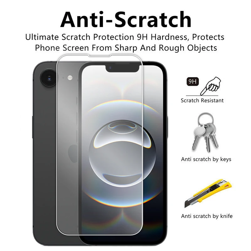 Clear Full Glue Tempered Glass Screen Protector with Lens Film - 6.1 Inch Display