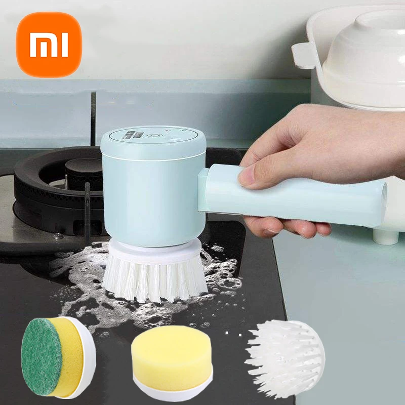 Xiaomi Kitchen Home Handheld Dishwashing Brush Cleaning Tool Usb 4 In 1 Grooved Multifunctional