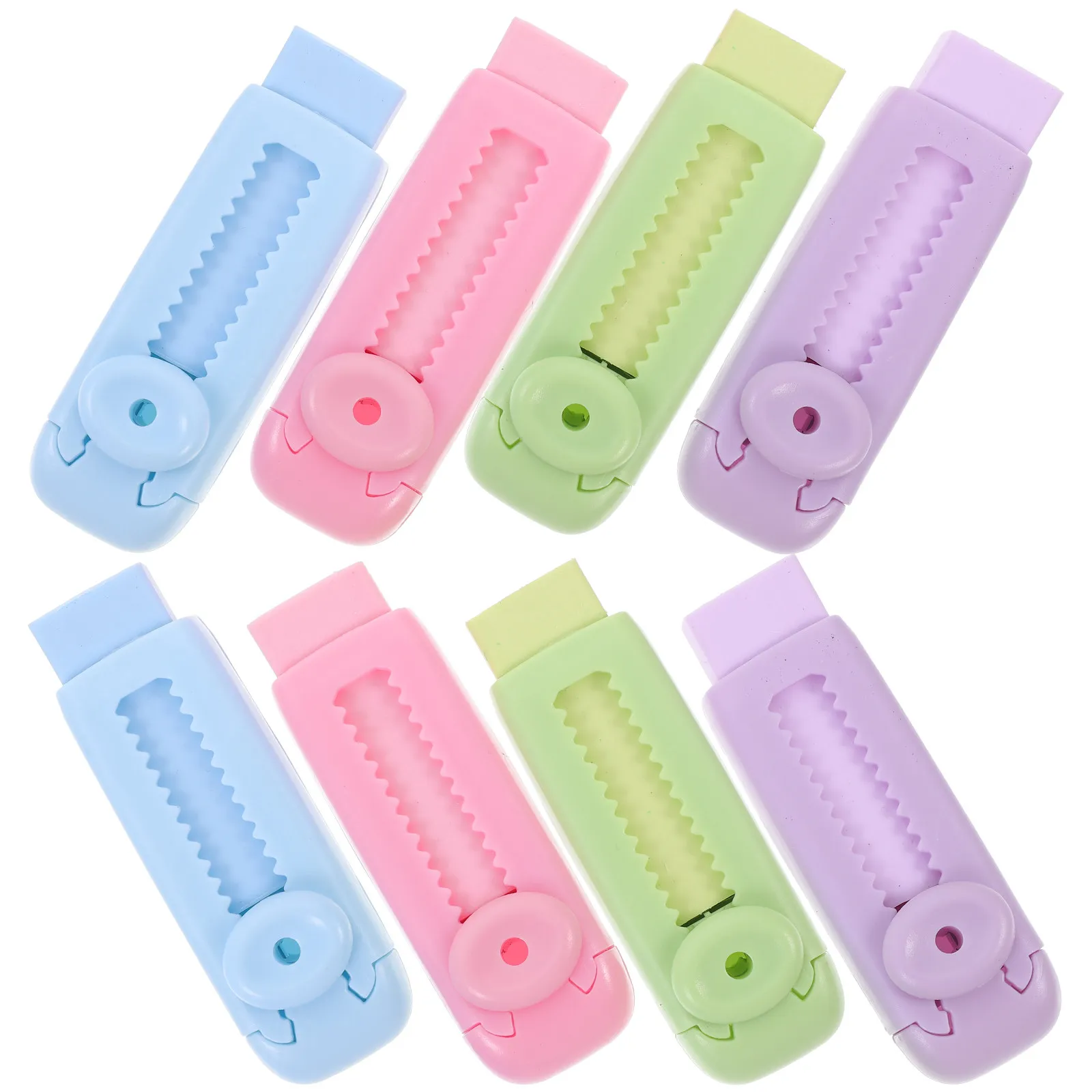 8Pcs 개폐식 슬라이딩 지우개 학생을위한 Traceless Soft Tpr ABS 소재 지우개 어린이 학습 드로잉 학교 사무실 디자인