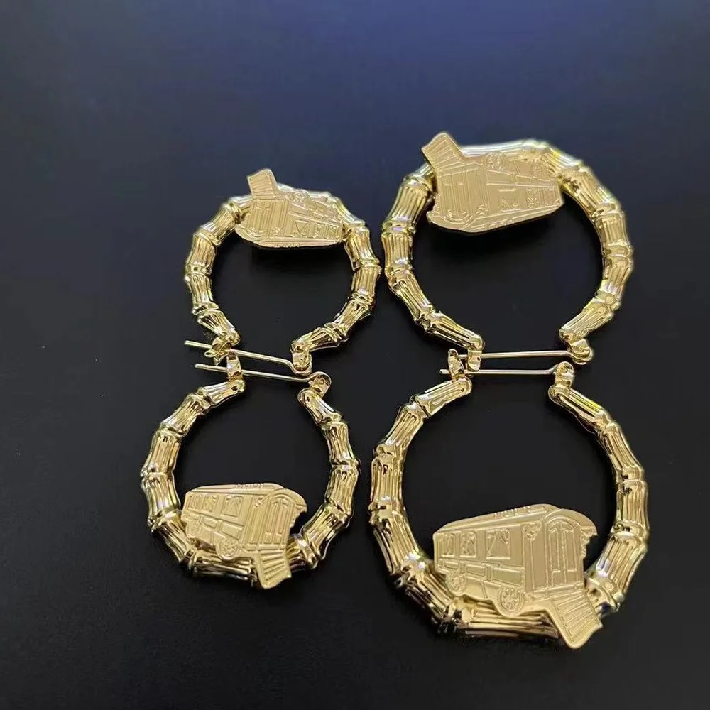 

Customzied Earrings with Car Cartoon Custom Bamboo Truck Earrings DIY Name Earrings Bamboo Style Hoop for Women Birthday's Gifts