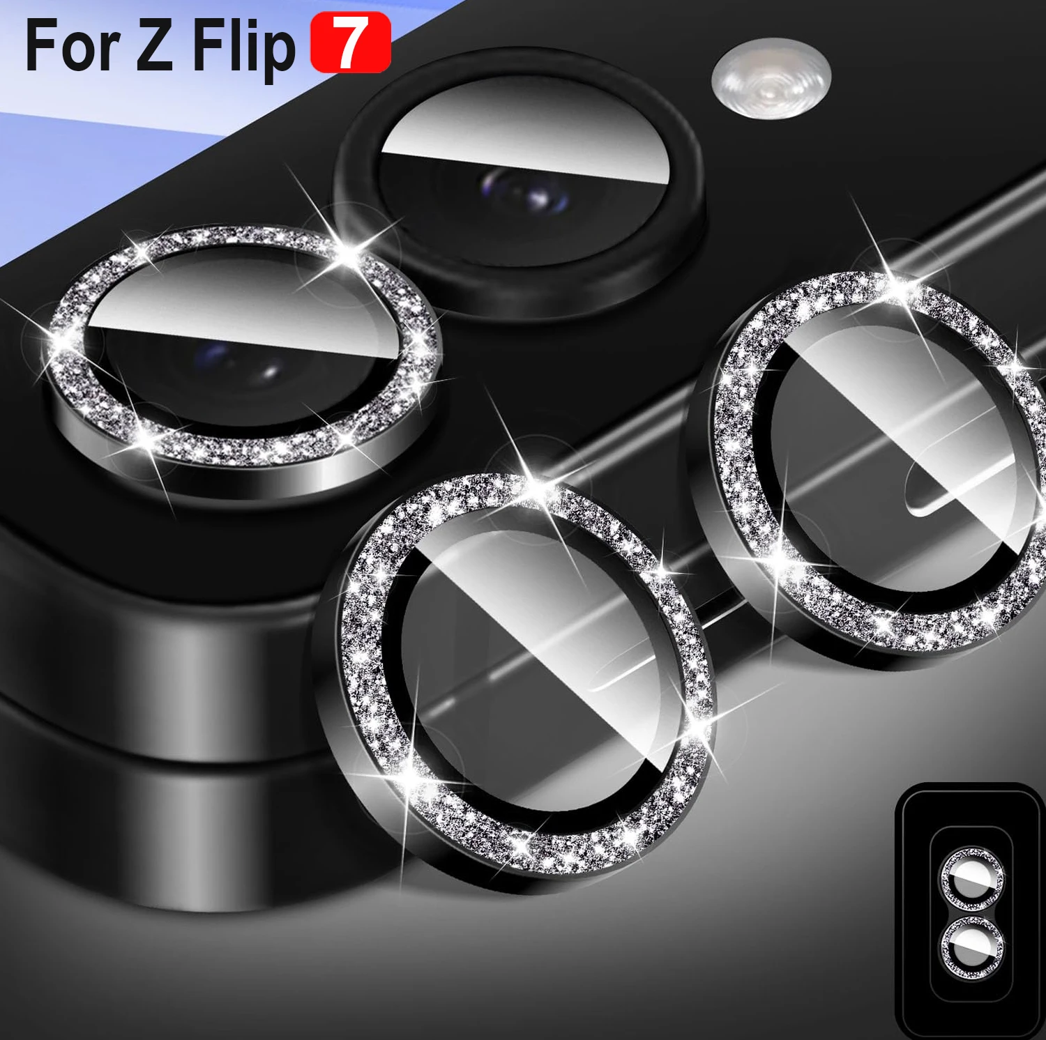 Luxury Glitter Camera Protectors with Metal Lens and Tempered Glass