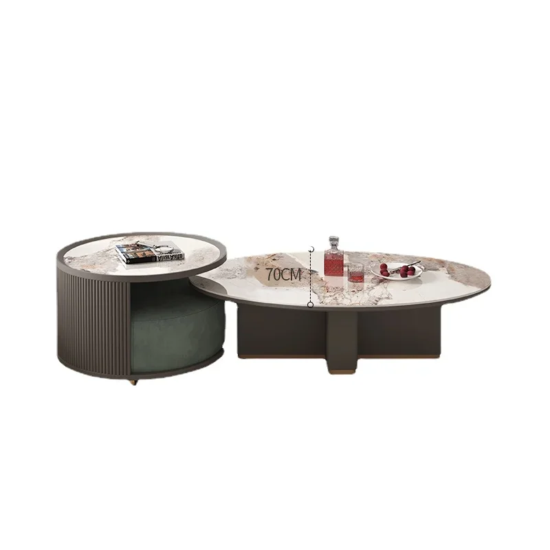 

YY High-End Creative Oval Coffee Table TV Cabinet Combination Household Small Apartment