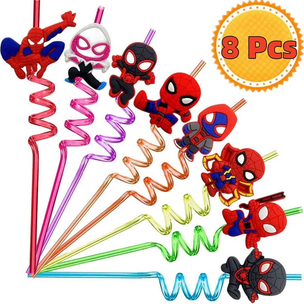 8pcs Spidey And His Amazing Friends Theme Drinking Strawss Grandma's